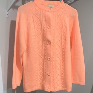 Vintage Elegant Coral Cable Knit Cardigan
